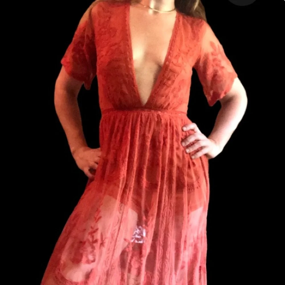 Lace Romper Honey Punch Maxi - Picture 8 of 8
